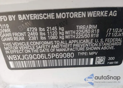 2020 BMW X1 xDrive28I z USA, uszkodzony, nr VIN WBXJG9C06L5P69080